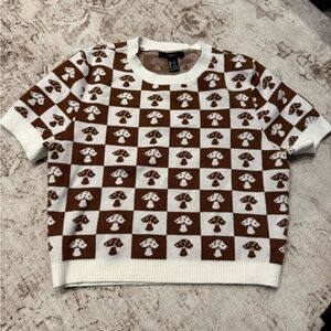 Brown and White Mushroom Sweater